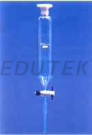 DROPPING FUNNEL, CYLINDRICAL WITH SOCKET & STOPPER, PTFE KEY & STOPCOCK, STEM WITH CONE